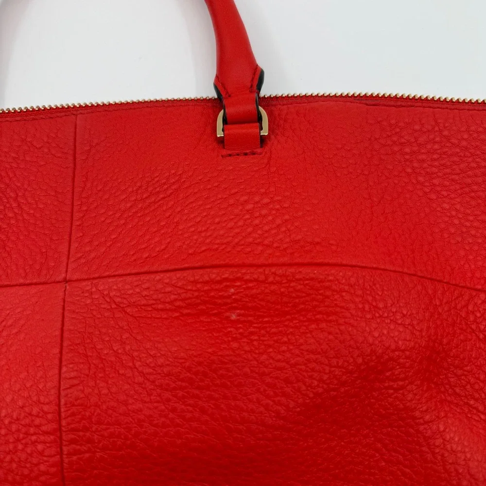 Tory Burch Ivy Slouchy Satchel Samba Red Pebbled Leather Handbag 32163 NEW